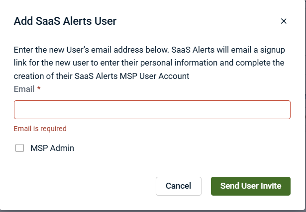 Creating MSP users and MSP admins to manage SaaS Alerts